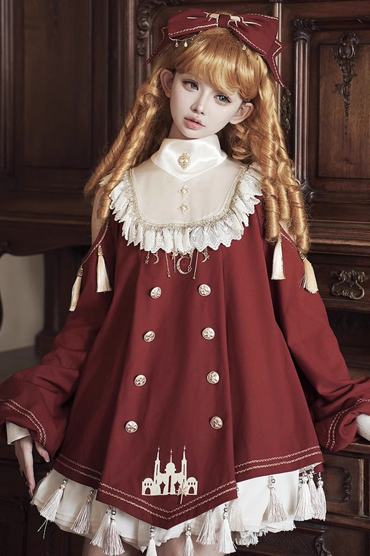 Ouji Fashion Set - Starry Night, Red, Sweet Style, Ruffled, Embroidered - main product image