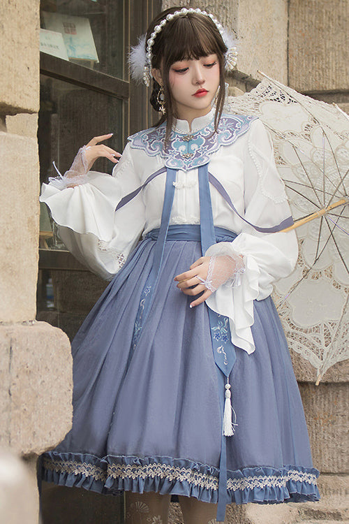Ouji Fashion Set - White/blue Chinese Style Hollow, 2 Colors, Chinese-Inspired Style - additional product view 2