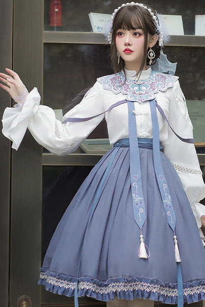 Ouji Fashion Set - White/blue Chinese Style Hollow, 2 Colors, Chinese-Inspired Style - additional product view 3