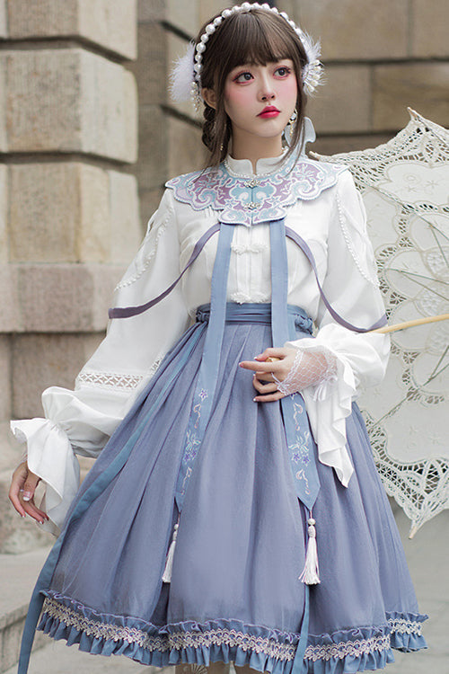 Ouji Fashion Set - White/blue Chinese Style Hollow, 2 Colors, Chinese-Inspired Style - additional product view 4