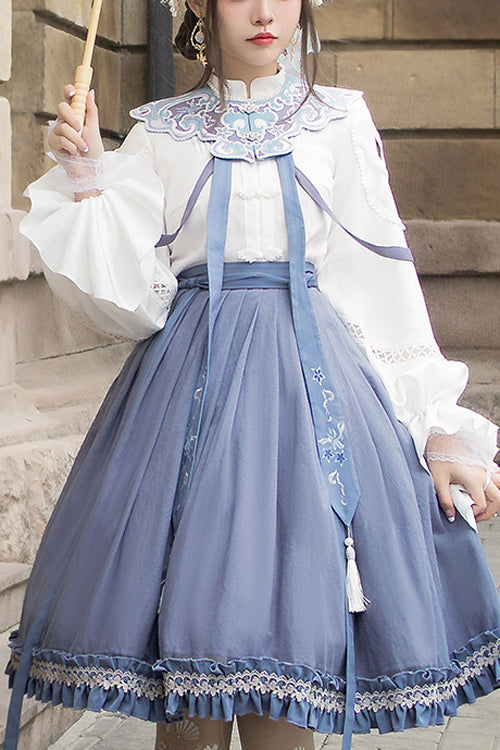 Ouji Fashion Set - White/blue Chinese Style Hollow, 2 Colors, Chinese-Inspired Style - main product image