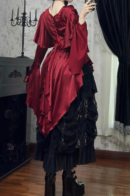 Ouji Lolita Blouse - Echoes Of The Deep Sea, 4 Colors, Gothic Style, Bow Detail, Lace Trim - additional product view 10