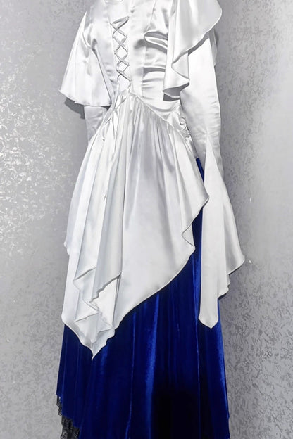 Ouji Lolita Blouse - Echoes Of The Deep Sea, 4 Colors, Gothic Style, Bow Detail, Lace Trim - additional product view 13