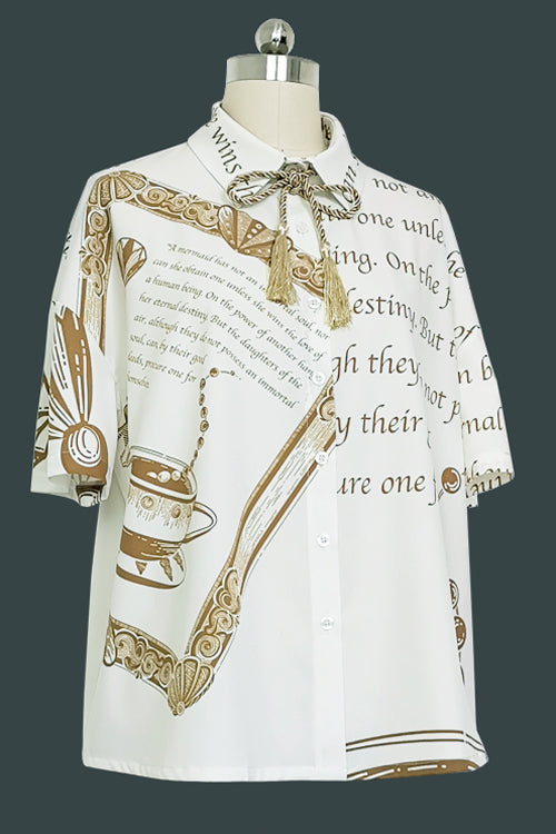 Ouji Lolita Blouse - Handsome Little Prince Print, White, Printed - additional product view 2