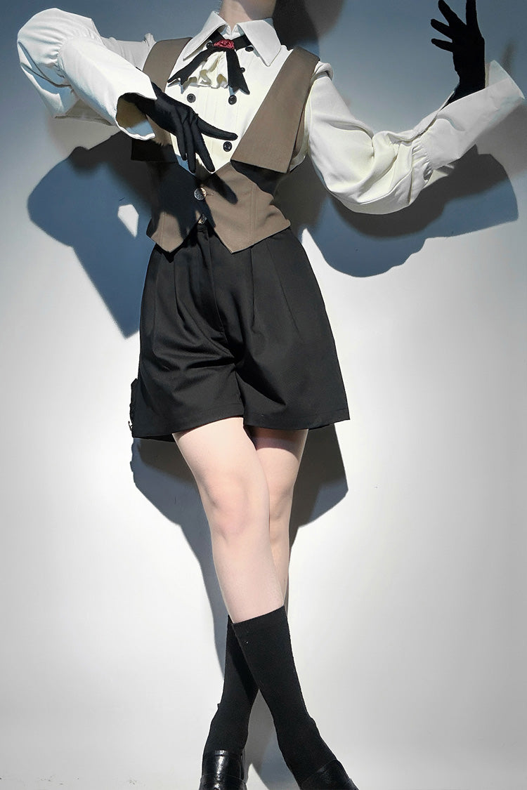 Ouji Lolita Blouse - Little Detective, White, Bow Detail, Long Sleeves - additional product view 5