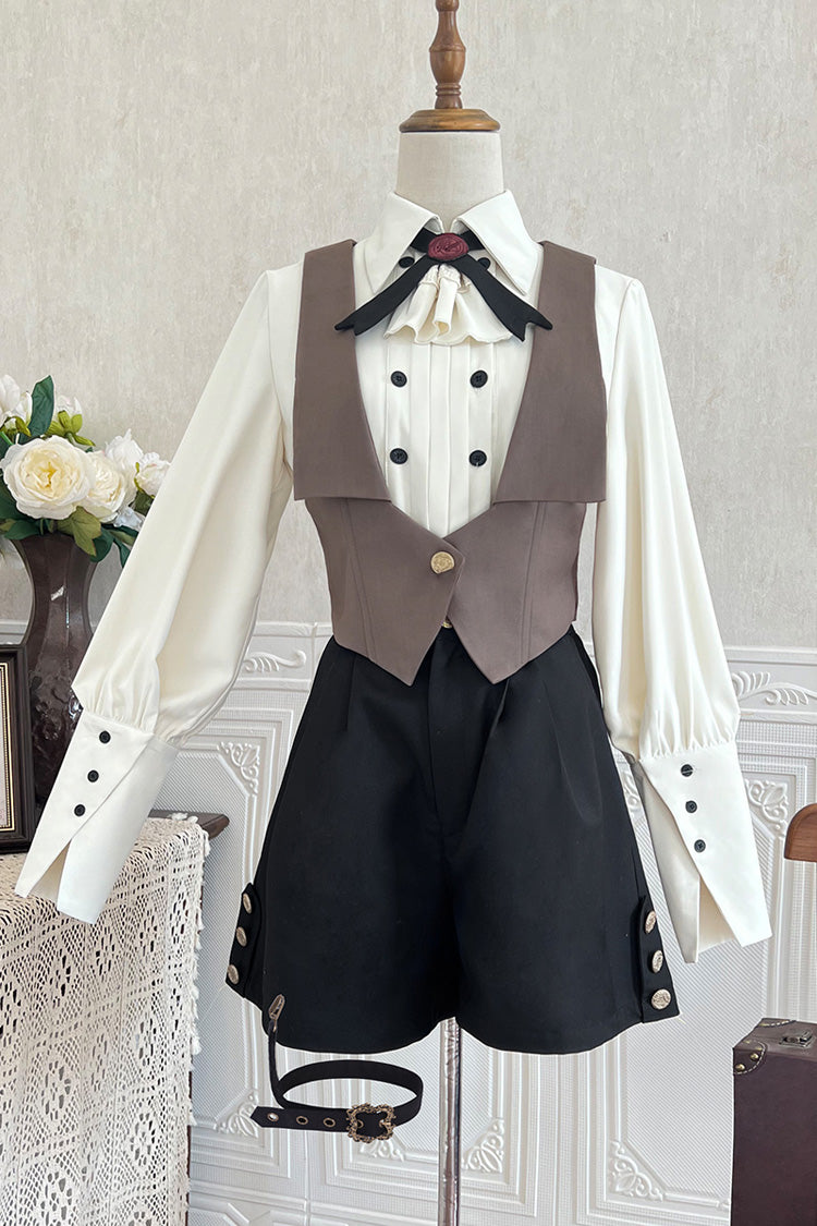 Ouji Lolita Blouse - Little Detective, White, Bow Detail, Long Sleeves - additional product view 6