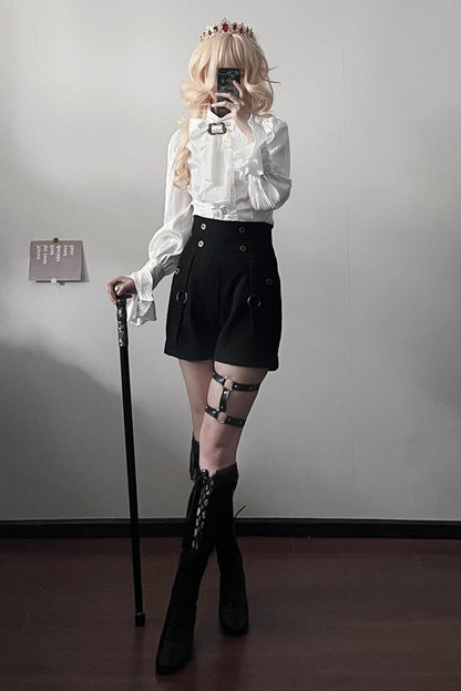 Ouji Lolita Blouse - Moonstone Lapel Collar, 3 Colors, Striped, Printed, Long Sleeves - additional product view 12