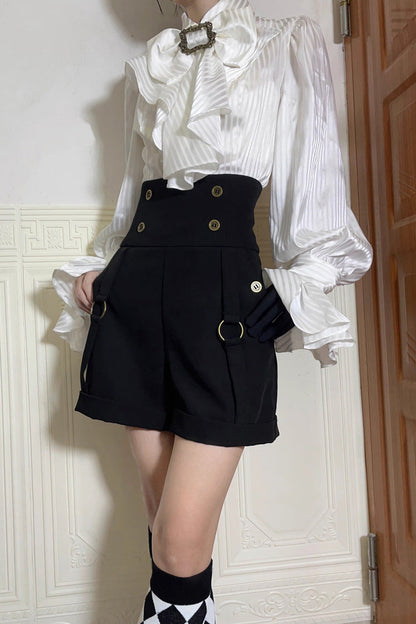 Ouji Lolita Blouse - Moonstone Lapel Collar, 3 Colors, Striped, Printed, Long Sleeves - additional product view 13