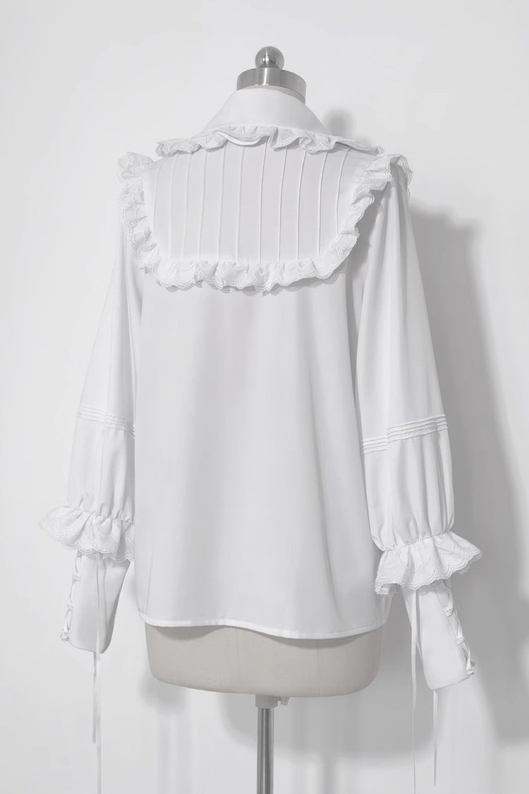 Ouji Lolita Blouse - Pure Color Rabbit Theater, White - Tea Party Coordinate Shirt - additional product view 2