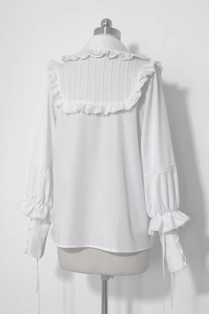 Ouji Lolita Blouse - Pure Color Rabbit Theater, White - Tea Party Coordinate Shirt - additional product view 2