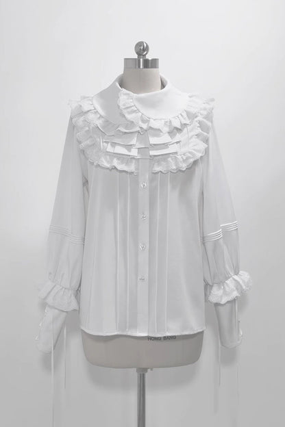Ouji Lolita Blouse - Pure Color Rabbit Theater, White - Tea Party Coordinate Shirt - main product image
