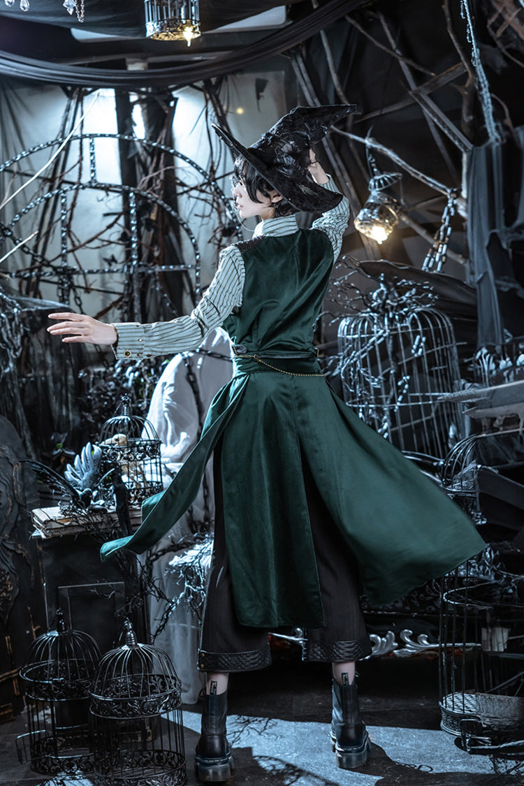 Ouji Lolita Blouse - Rivet, Green, Striped, Long Sleeves, Printed - additional product view 5