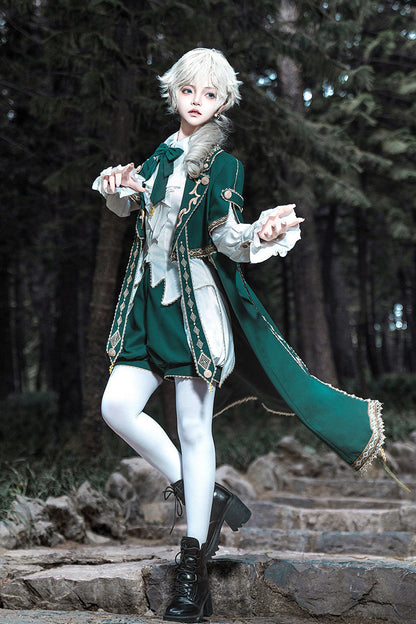 Ouji Lolita Shorts - Theocratic Messenger, Green, Embroidered, Long Sleeves, Classic Style - additional product view 2