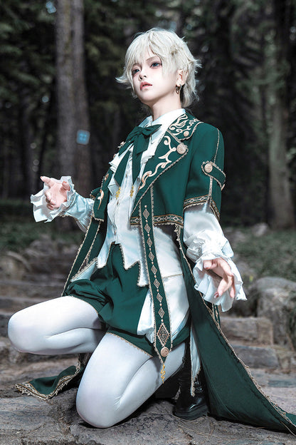Ouji Lolita Shorts - Theocratic Messenger, Green, Embroidered, Long Sleeves, Classic Style - additional product view 5