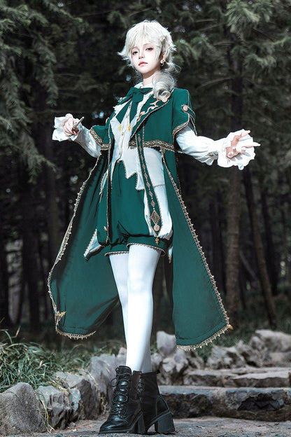 Ouji Lolita Shorts - Theocratic Messenger, Green, Embroidered, Long Sleeves, Classic Style - additional product view 6