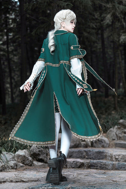 Ouji Lolita Shorts - Theocratic Messenger, Green, Embroidered, Long Sleeves, Classic Style - additional product view 7