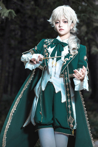 Ouji Lolita Shorts - Theocratic Messenger, Green, Embroidered, Long Sleeves, Classic Style - additional product view 8