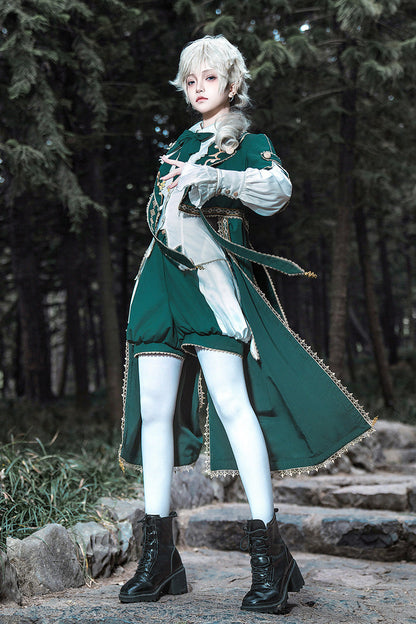 Ouji Lolita Shorts - Theocratic Messenger, Green, Embroidered, Long Sleeves, Classic Style - additional product view 9