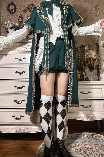 Ouji Lolita Shorts - Theocratic Messenger, Green, Embroidered, Long Sleeves, Classic Style - additional product view 10