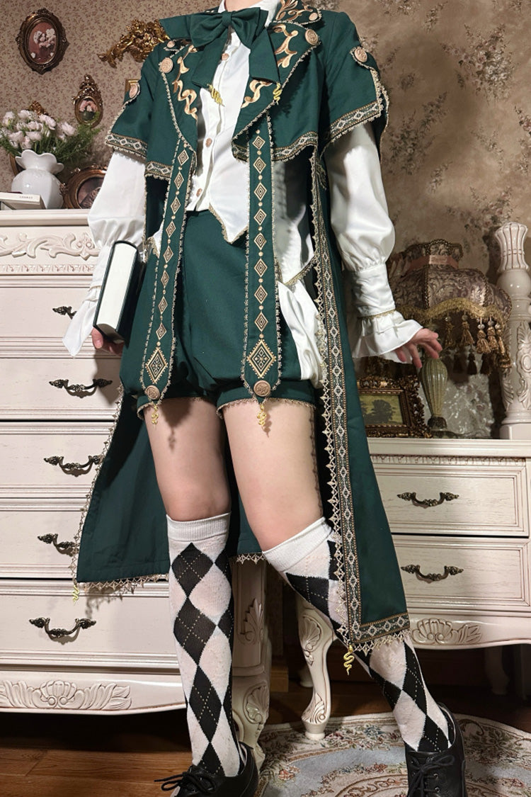 Ouji Lolita Shorts - Theocratic Messenger, Green, Embroidered, Long Sleeves, Classic Style - additional product view 12
