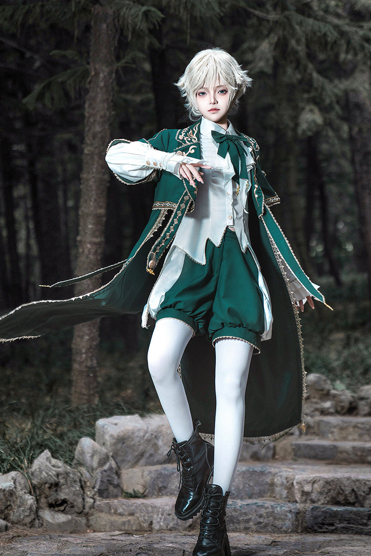 Ouji Lolita Shorts - Theocratic Messenger, Green, Embroidered, Long Sleeves, Classic Style - main product image