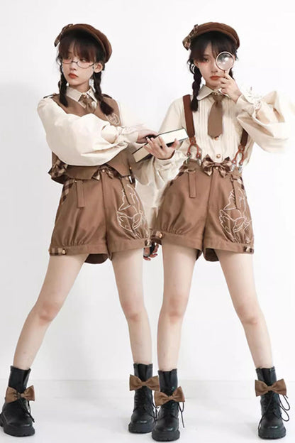 Ouji Prince Fashion Blouse - Detective Goose Rivet Buttons, Brown - additional product view 4