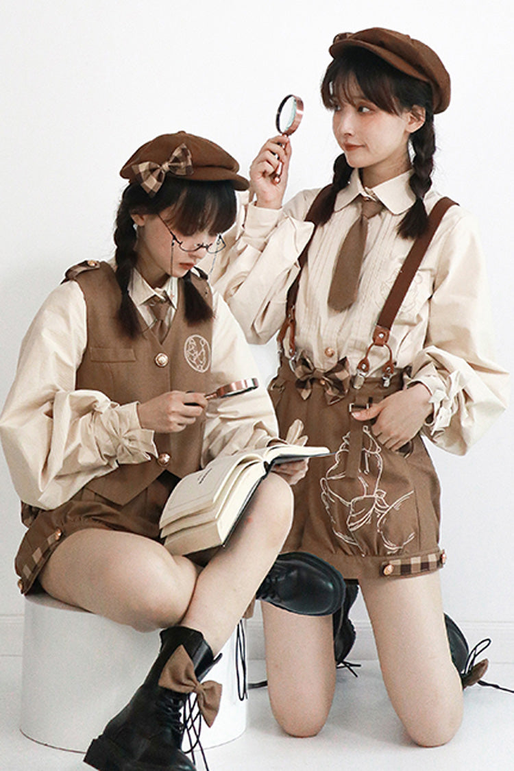 Ouji Prince Fashion Blouse - Detective Goose Rivet Buttons, Brown - additional product view 5