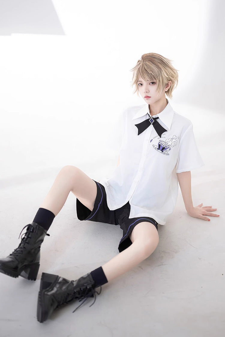 Ouji Prince Fashion Blouse - Enjoy Coffee Print, White, Printed - additional product view 2