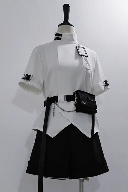 Ouji Prince Fashion Blouse - Functional Style Stand Collar, White, Stand Collar - additional product view 2