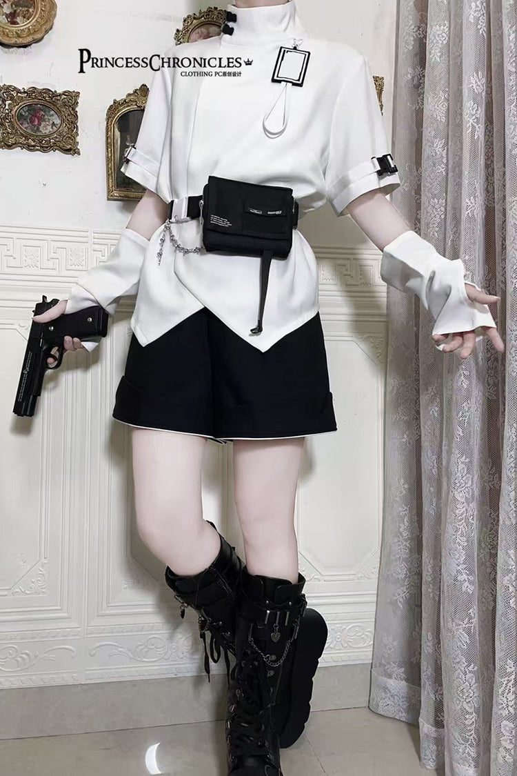 Ouji Prince Fashion Blouse - Functional Style Stand Collar, White, Stand Collar - additional product view 8