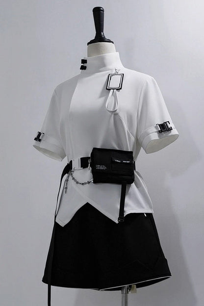 Ouji Prince Fashion Blouse - Functional Style Stand Collar, White, Stand Collar - main product image