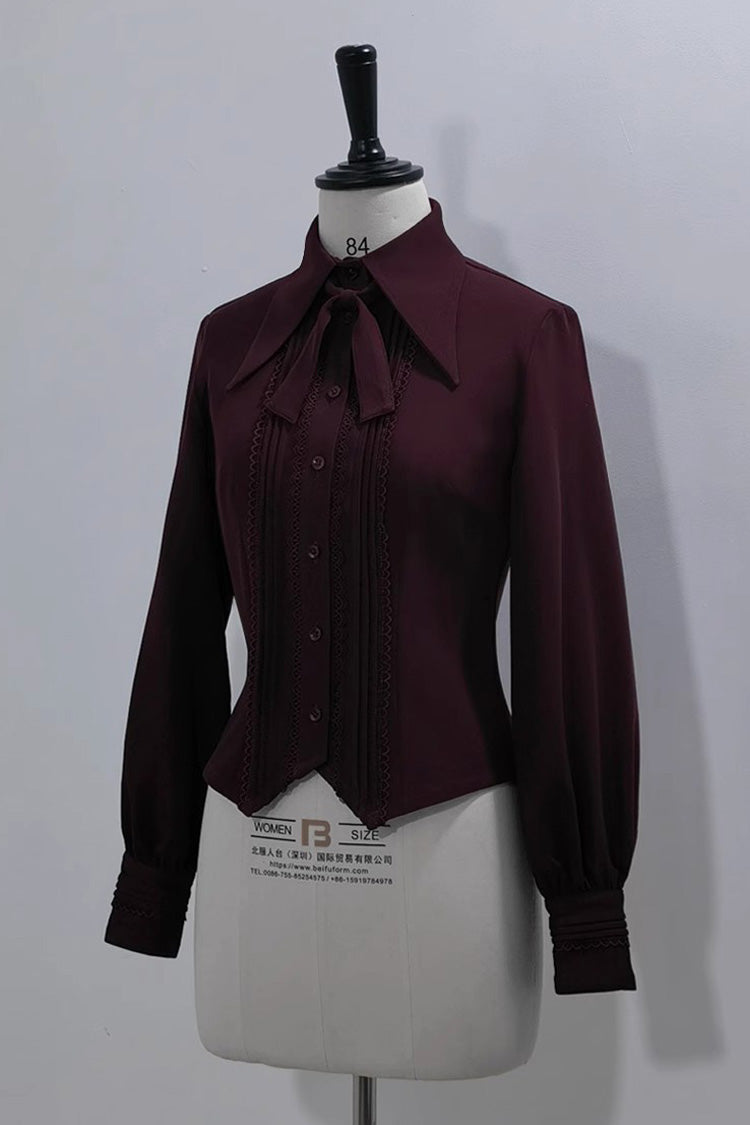 Ouji Prince Fashion Blouse - Lapel Collar Embroidery Slim, Red, Gothic Style, Embroidered - additional product view 3