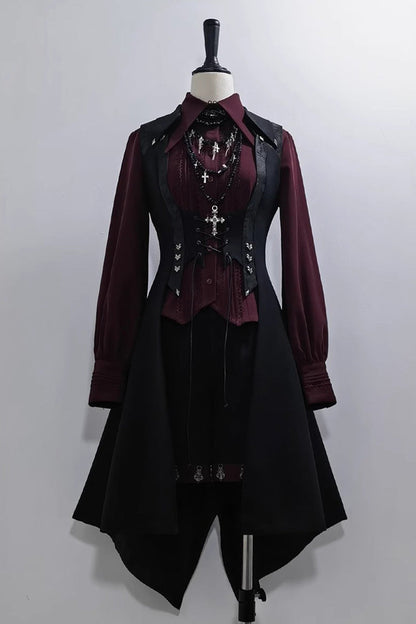 Ouji Prince Fashion Blouse - Lapel Collar Embroidery Slim, Red, Gothic Style, Embroidered - additional product view 4