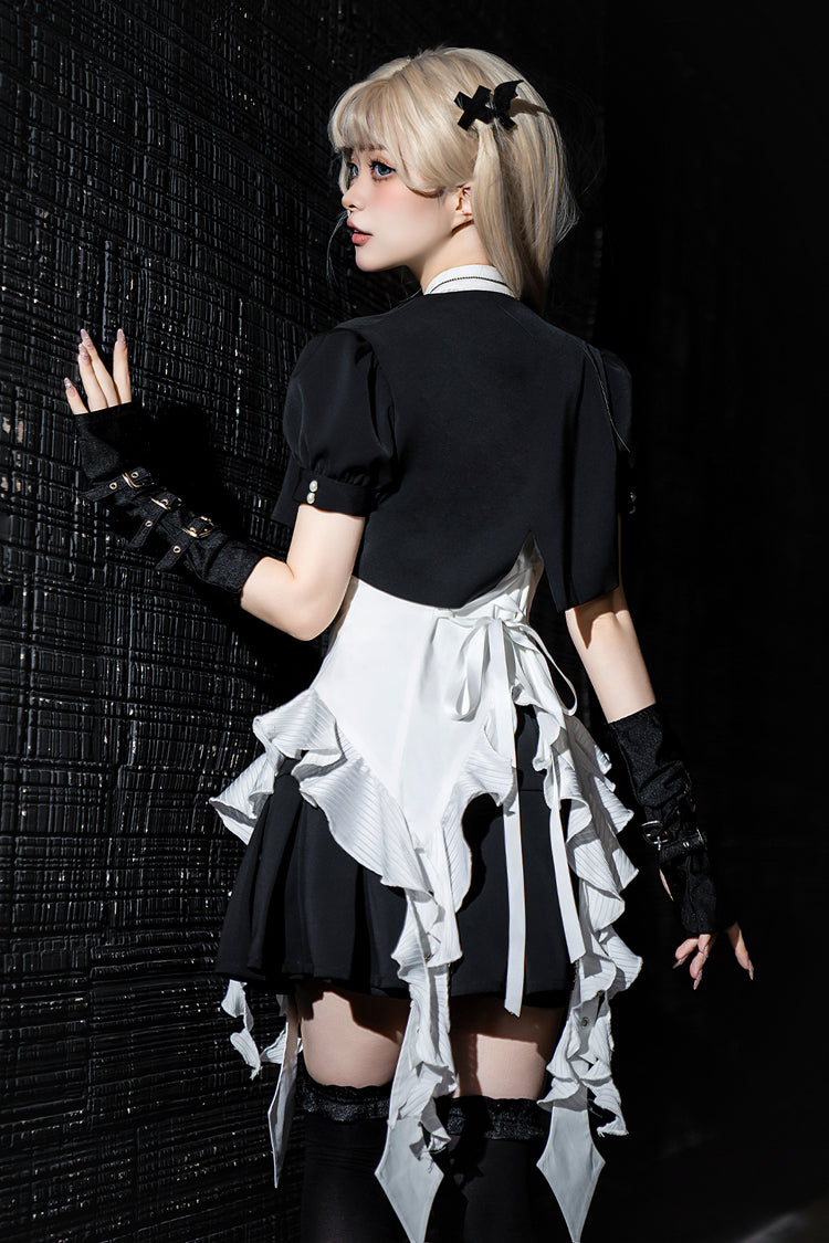 Ouji Prince Fashion Blouse - Ruffle Irregular Clown Pointed, White, Gothic Style, Ruffled - additional product view 11