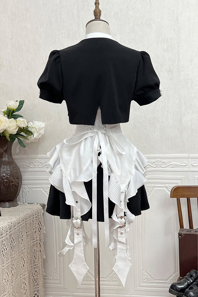 Ouji Prince Fashion Blouse - Ruffle Irregular Clown Pointed, White, Gothic Style, Ruffled - additional product view 12