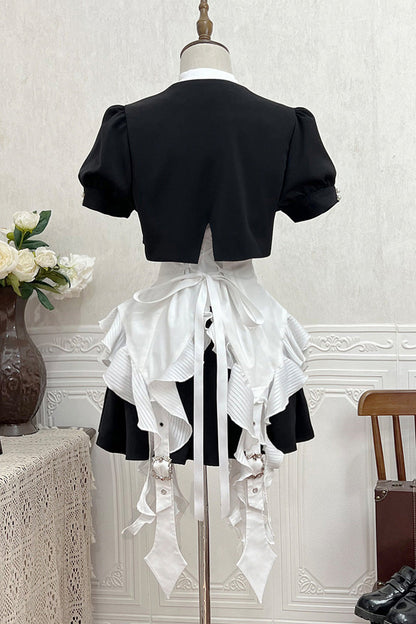 Ouji Prince Fashion Blouse - Ruffle Irregular Clown Pointed, White, Gothic Style, Ruffled - additional product view 12