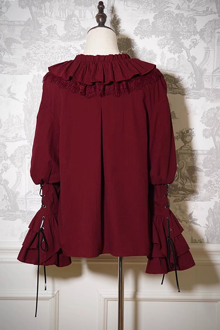 Ouji Prince Fashion Blouse - Wine Red Pirate Series, Red, Long Sleeves - additional product view 7