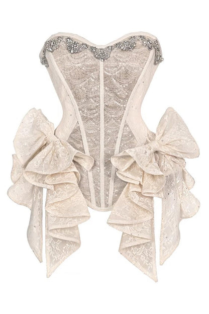 Punk Body Harness - Slavic Noble Lady, Brown, Gothic Style, Bow Detail, Lace Trim - S Corset / M Corset / L Corset option