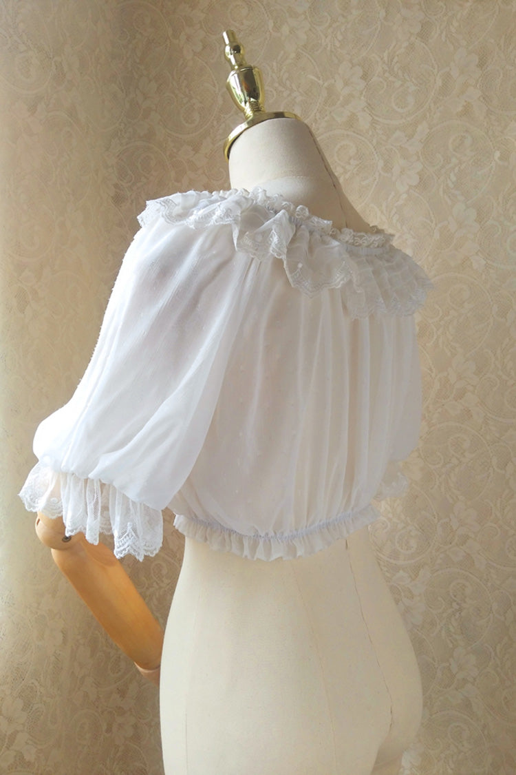Punk T-Shirt - Boat Neck, White, Lace Trim, Sweet Style - Alternative Streetwear Top - additional product view 3
