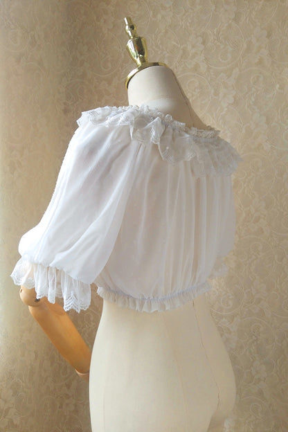 Punk T-Shirt - Boat Neck, White, Lace Trim, Sweet Style - Alternative Streetwear Top - additional product view 3