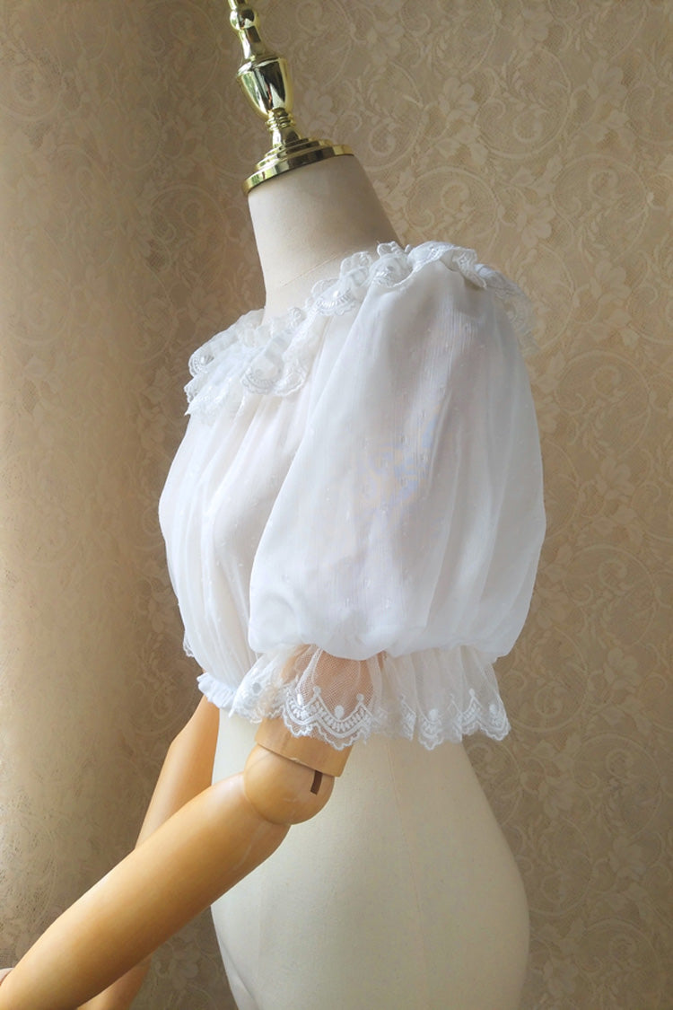 Punk T-Shirt - Boat Neck, White, Lace Trim, Sweet Style - Alternative Streetwear Top - additional product view 5