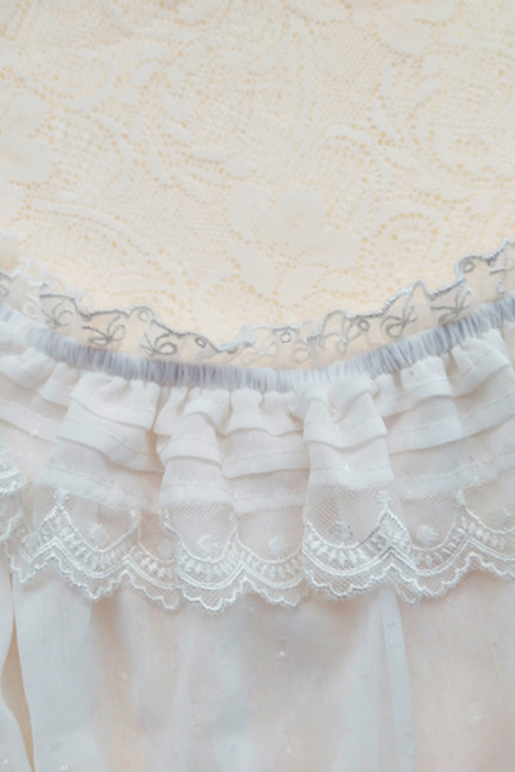 Punk T-Shirt - Boat Neck, White, Lace Trim, Sweet Style - Alternative Streetwear Top - additional product view 6