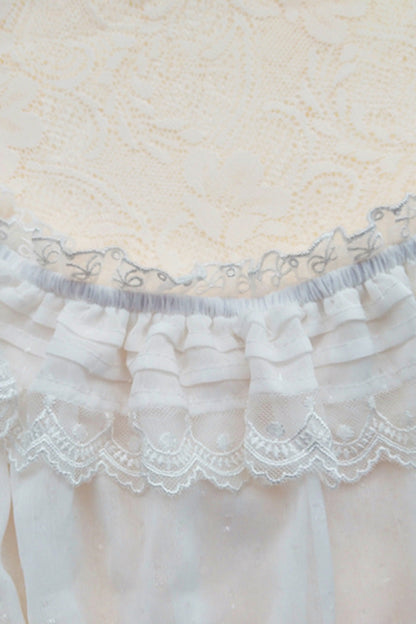 Punk T-Shirt - Boat Neck, White, Lace Trim, Sweet Style - Alternative Streetwear Top - additional product view 6
