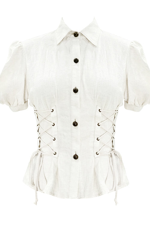 Punk T-Shirt - Cotton, White, Women's Style - Alternative Streetwear Top - additional product view 4