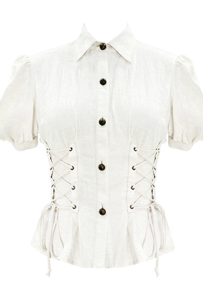 Punk T-Shirt - Cotton, White, Women's Style - Alternative Streetwear Top - additional product view 4