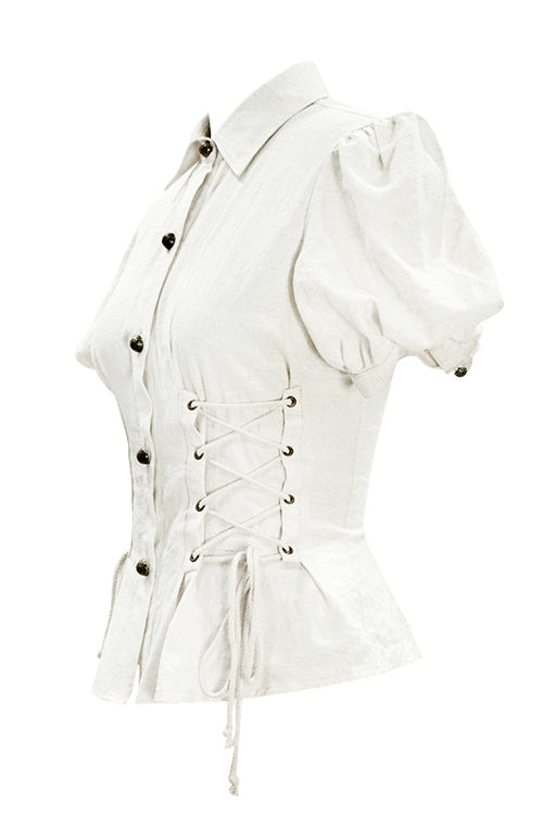 Punk T-Shirt - Cotton, White, Women's Style - Alternative Streetwear Top - additional product view 5
