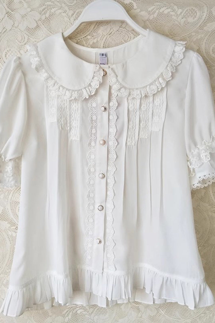 Punk T-Shirt - Doll Collar, 2 Colors, Lace Trim, Ruffled, Sweet Style - additional product view 2