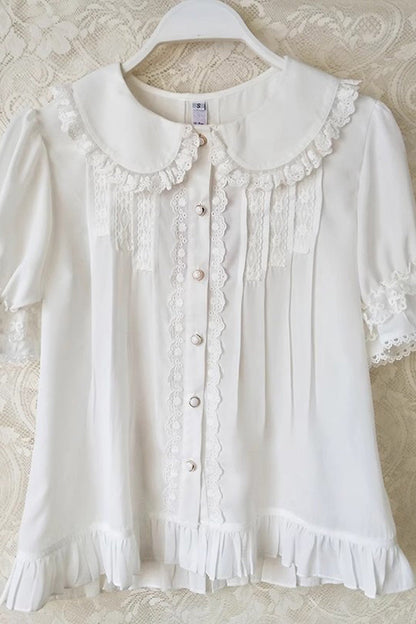 Punk T-Shirt - Doll Collar, 2 Colors, Lace Trim, Ruffled, Sweet Style - additional product view 2