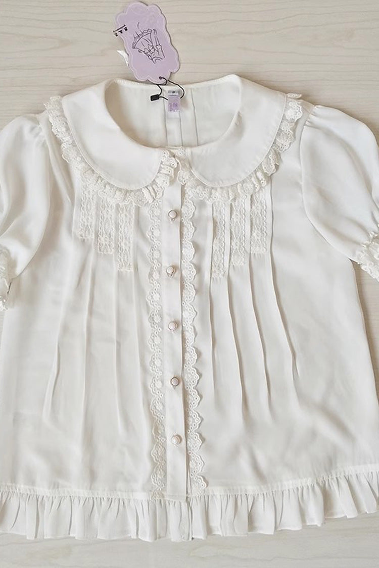 Punk T-Shirt - Doll Collar, 2 Colors, Lace Trim, Ruffled, Sweet Style - additional product view 4