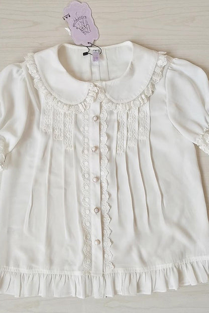 Punk T-Shirt - Doll Collar, 2 Colors, Lace Trim, Ruffled, Sweet Style - additional product view 4